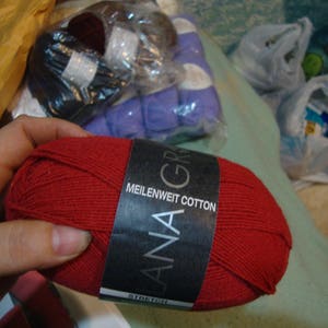 yarn lana grossa meilenweit cotton -red