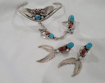 Pulseira e brincos nativos americanos conectados