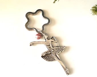 Ballerina silver plated handmade cute keychain,gift for a ballerina, gift for granddaughters, ballet keyring