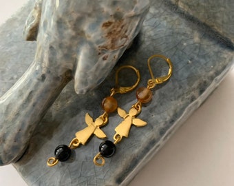 Guardian angel gold plated earrings earrings
