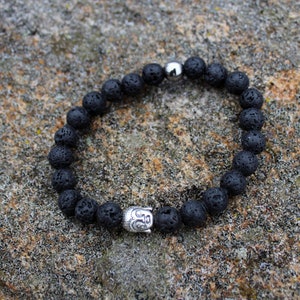 Mens Buddha Bracelet lavastones image 1