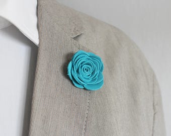 Mens Leder Blume Anstecknadel / Ansteckblume / Brosche /