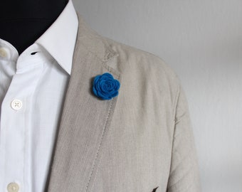 Mens Wool Lapel Pin / Boutonniere / blue