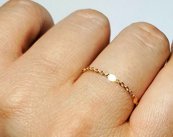 18k Gold Chain Ring, Vermil Bling Ring, Simple Delicate Tiny Dainty Ring, Thin Ring, Trendy Jewelry, Tiny Gold Chain Jewelry, Trendy Rings