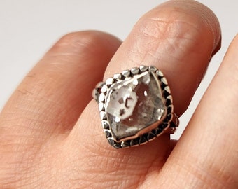 Herkimer Diamond Ring, Silver Herkimer Ring, Sterling Silver Ring, Natural Herkimer Diamond, Anniversary Gift, Birthday Gift, Christmas Gift
