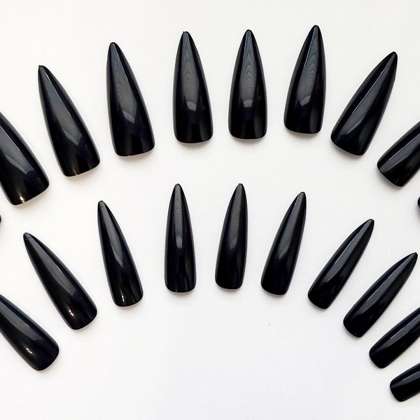 Black Stiletto Nails - Etsy