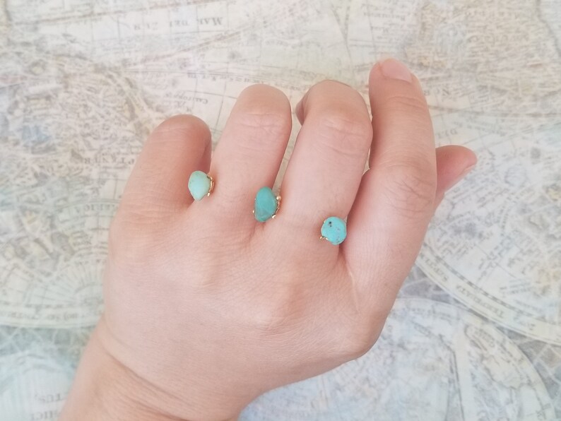 Turquoise Statement Ring 2 Finger Ring 3 Finger Ring Double Etsy