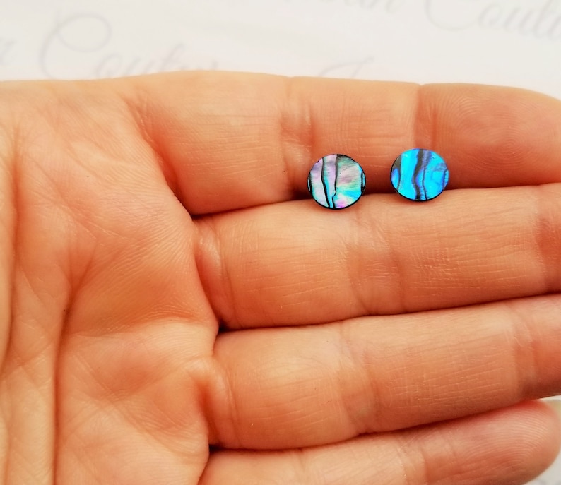 Paua Abalone Shell Earrings Blue Abalone Stud Earrings Etsy