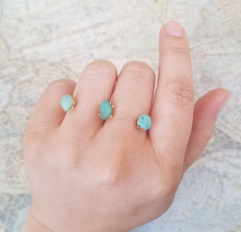 Turquoise Statement Ring 2 Finger Ring 3 Finger Ring Double Etsy
