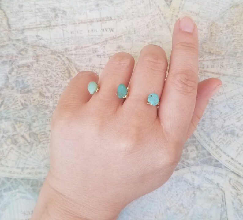 Turquoise Statement Ring 2 Finger Ring 3 Finger Ring Double Etsy