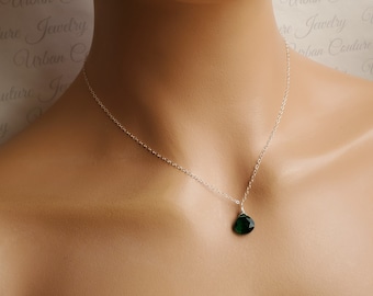 14k gold Emerald gemstone necklace