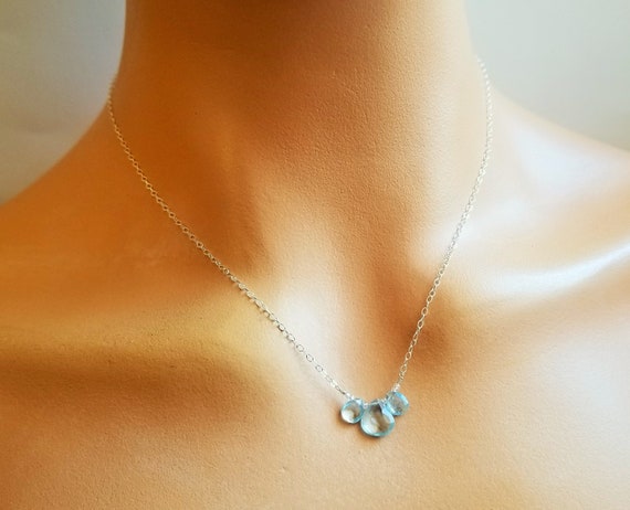 Dainty aquamarine necklace clearance