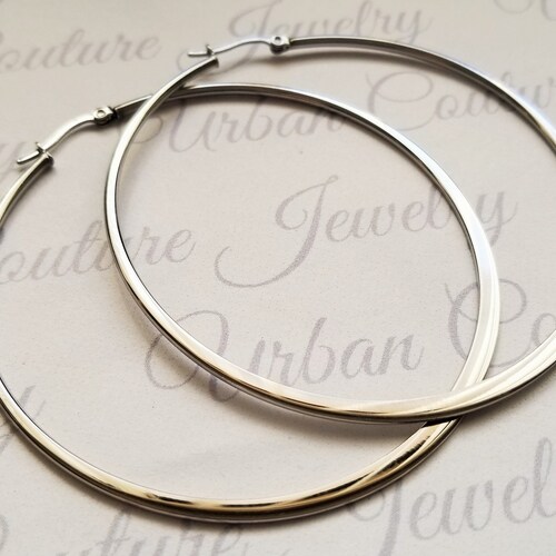 Hypoallergenic Earrings Extra Large Silver Hoops Earrings Etsy