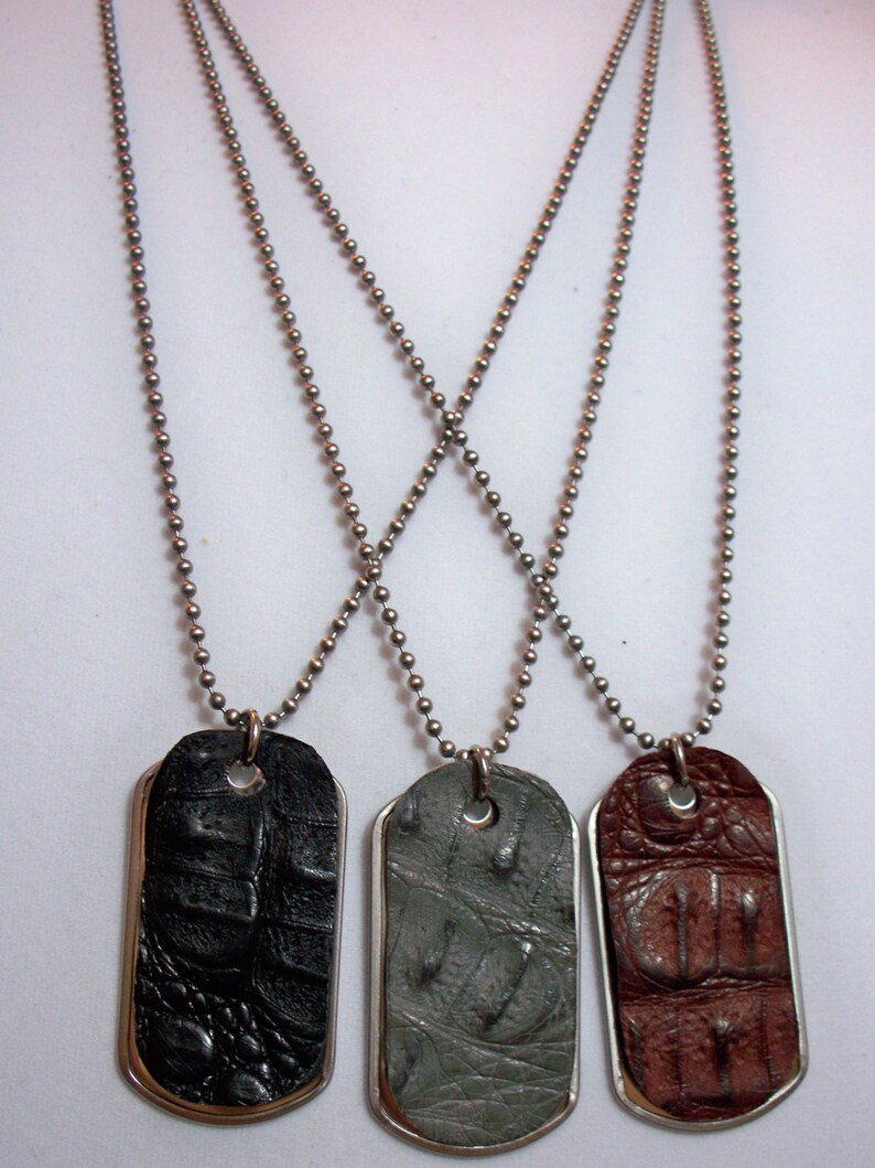 Leather Dog Tags Alligator Dog Tags Mens Dog Tags Mens Etsy