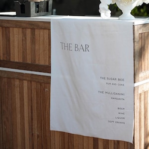 Linen Fabric Bar Sign // Linen Wedding Sign // Fabric Wedding Sign // Welcome Wedding Sign // Custom Signage // Fabric Wedding Banner