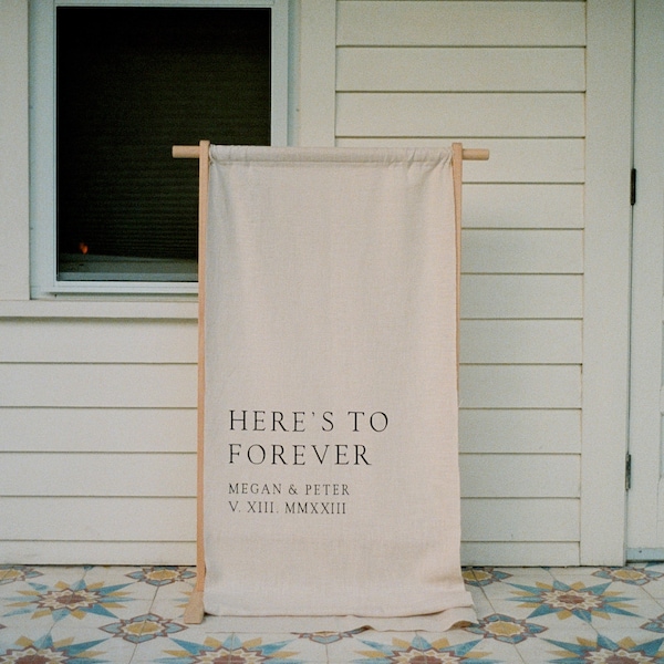 Hand-Painted Linen Wedding Sign, Custom 1-10 Word Fabric Banner