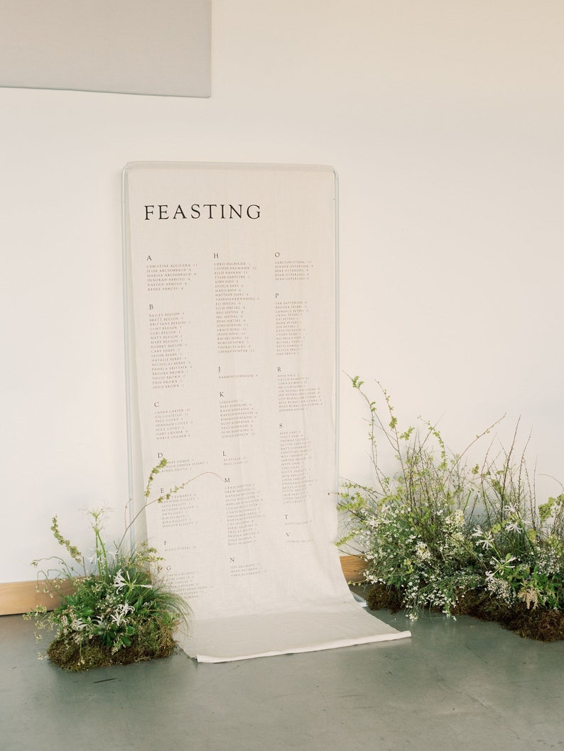 Linen Seating Chart // Fabric Seating Chart // Escort Sign // Fabric Wedding Sign // Seating Chart // Linen Banner // Fabric Banner image 2