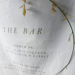 Linen Fabric Bar Sign // Linen Wedding Sign // Fabric Wedding Sign // Welcome Wedding Sign // Custom Signage // Fabric Wedding Banner