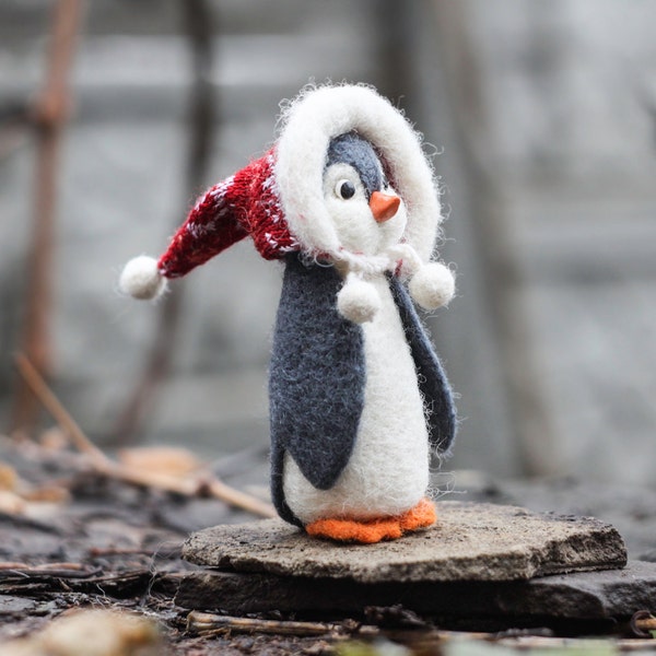 Needle felted Penguin, Christmas ornaments, Christmas Gift