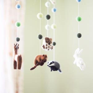 Needle Felted Baby Mobile: Woodland Animal Crib Decor