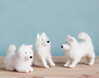 Needle Felted Samoyed Dog, Dogs First Christmas Ornament, Custom Dog Ornament