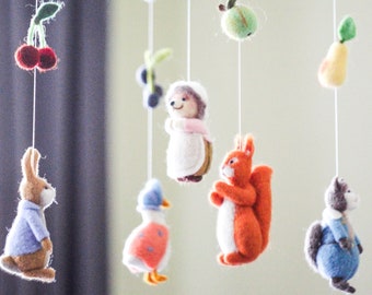 Beatrix Potter Baby Mobile, Baby Mobile Woodland, Baby Crib Mobile, Peter Rabbit Mobile, Cot Mobile, Baby Shower Gift