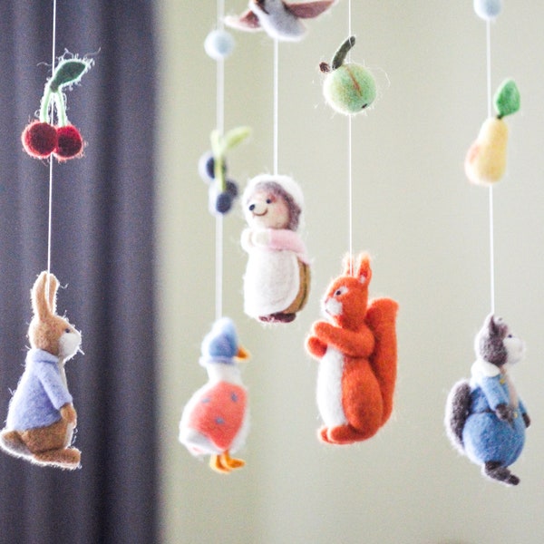 Beatrix Potter Baby Mobile, Baby Mobile Woodland, Baby Crib Mobile, Peter Rabbit Mobile, Cot Mobile, Baby Shower Gift