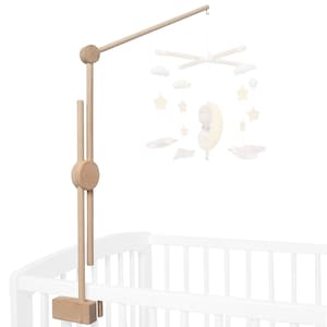 Eco Beech Wood Baby Mobile Hanger: Adjustable Crib Wooden Mobile Arm (24-40&#39;&#39;)
