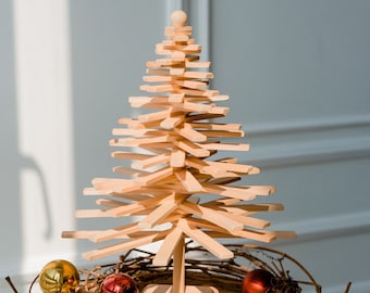 Handmade Wooden Christmas Tree: Minimalist Tabletop Decor