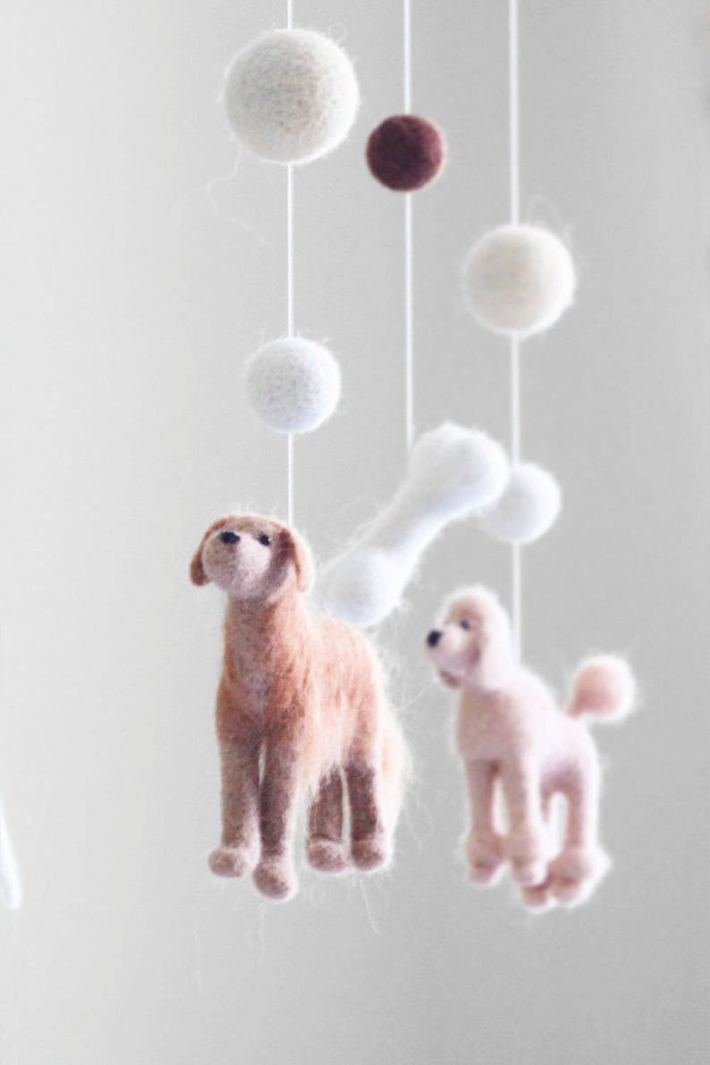 Custom Dog Baby Mobile Felt Neutral Crib Mobile Nursery Mobile Bebe Cot Mobile Baby Newborn Baby Shower Gift image 3