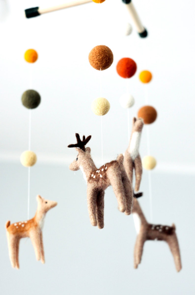 Needle Felted Baby Mobile Forest animals Deer Family Etsy