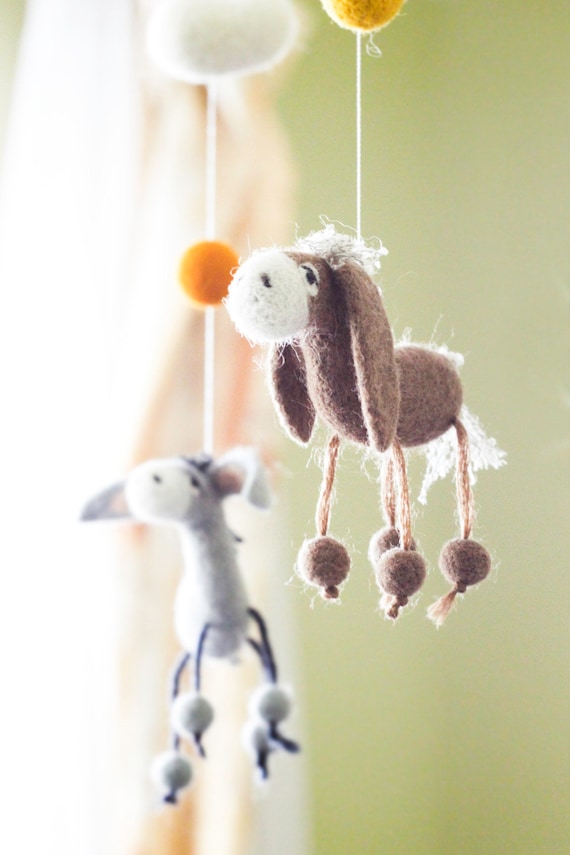 Needle Felted Baby Mobile Donkey Baby Mobile Western Baby Etsy