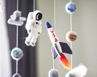 Solar System Mobile, Baby Crib Mobile Boy, Rocket Mobile, Space Baby Mobile, Cot mobile, Hanging Mobile