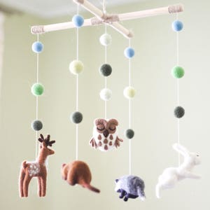 Baby Mobile Woodland Mobile Bebe Owl Baby Mobile Animals Crib Mobile Cot Mobile Baby Woodland Nursery Decor Baby Shower Gift image 3