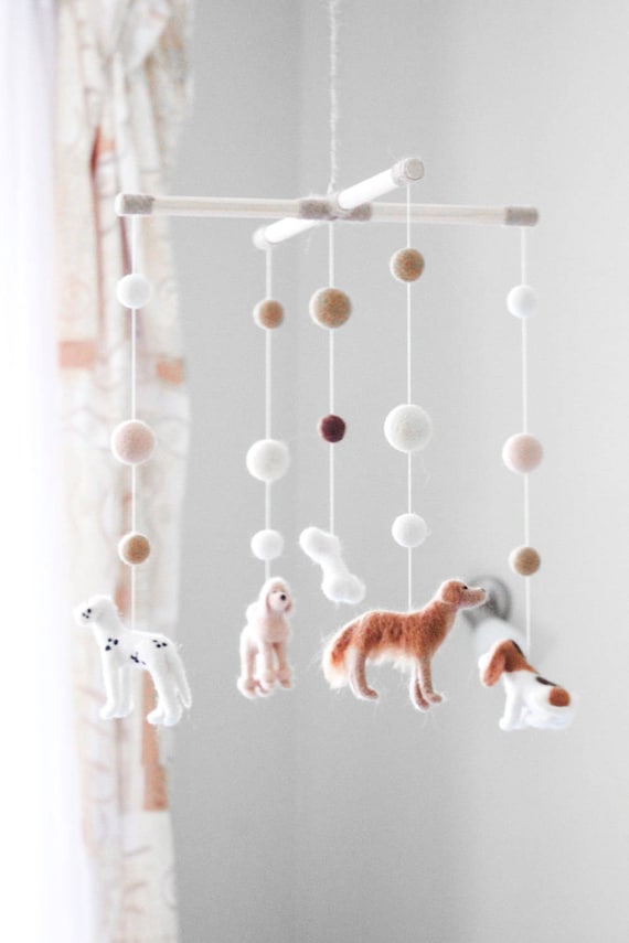 Needle Felted Dogs Baby Mobile Baby Crib Mobile Nursery Etsy