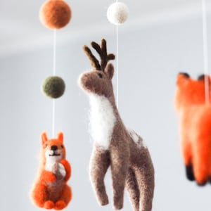 Needle Felted Fox Baby Mobile Woodland Animals Mobile Baby Crib Mobile Cot Mobile Bebe Woodland Nursery Decor Baby Shower Gift image 6