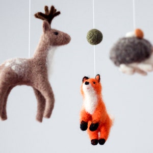 Needle Felted Fox Baby Mobile Woodland Animals Mobile Baby Crib Mobile Cot Mobile Bebe Woodland Nursery Decor Baby Shower Gift image 7