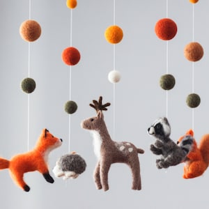 Needle Felted Fox Baby Mobile Woodland Animals Mobile Baby Crib Mobile Cot Mobile Bebe Woodland Nursery Decor Baby Shower Gift image 8