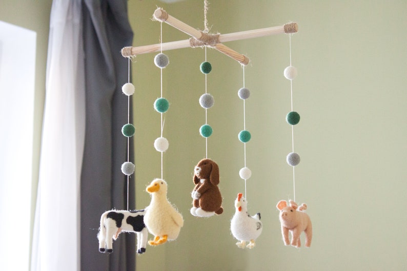 Needle Felted Baby Mobile Farm Animals Domestic Animals Baby Etsy