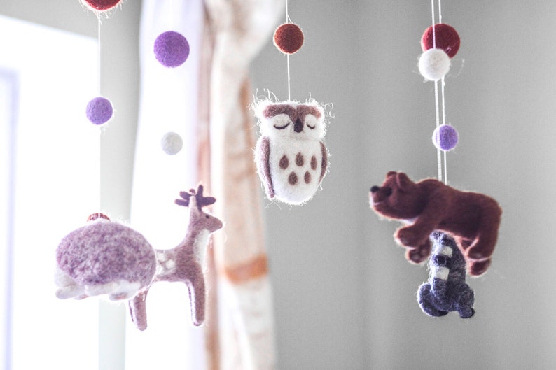 Needle Felted Baby Mobile Forest animals Woodland Baby Crib Etsy