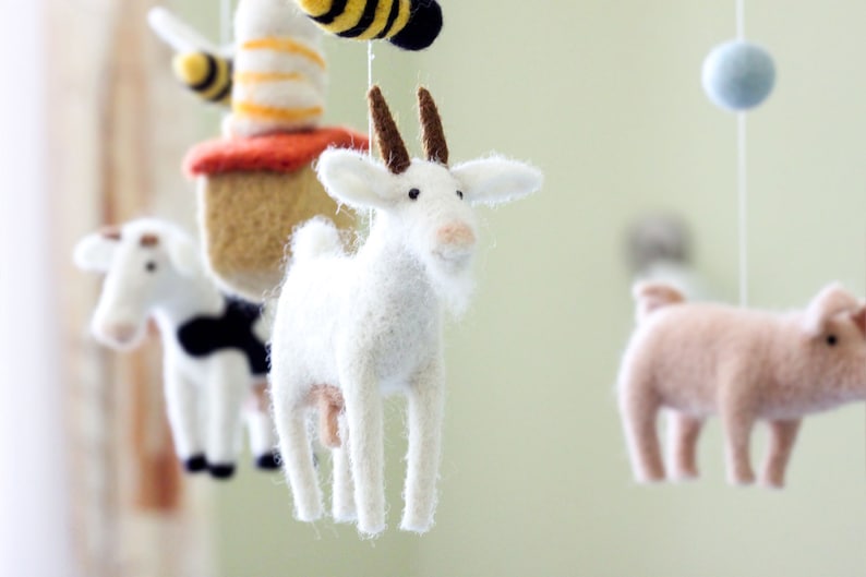 Needle Felted Farm Baby Mobile Domastic animals Bees Baby Etsy