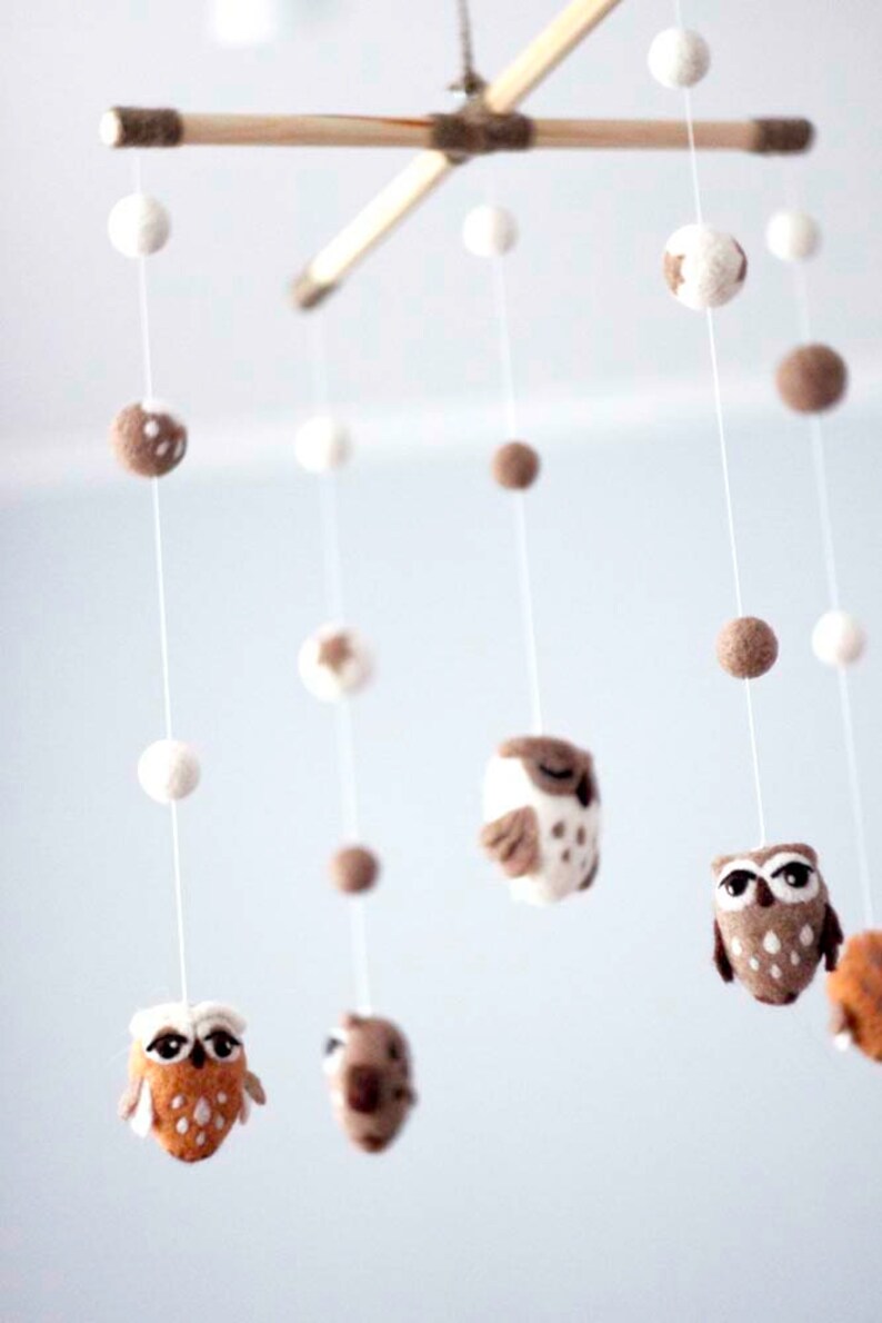 Baby Mobile Needle Felted Owl Mobile Nursery Decor Baby Etsy
