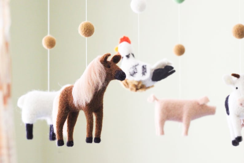 Needle Felted Baby Mobile Farm Animals Domestic Animals Baby Etsy