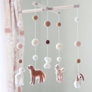 Custom Dog Baby Mobile Felt Neutral Crib Mobile Nursery Mobile Bebe Cot Mobile Baby Newborn Baby Shower Gift image 6