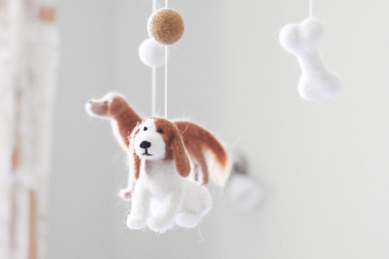 Custom Dog Baby Mobile Felt Neutral Crib Mobile Nursery Mobile Bebe Cot Mobile Baby Newborn Baby Shower Gift image 7