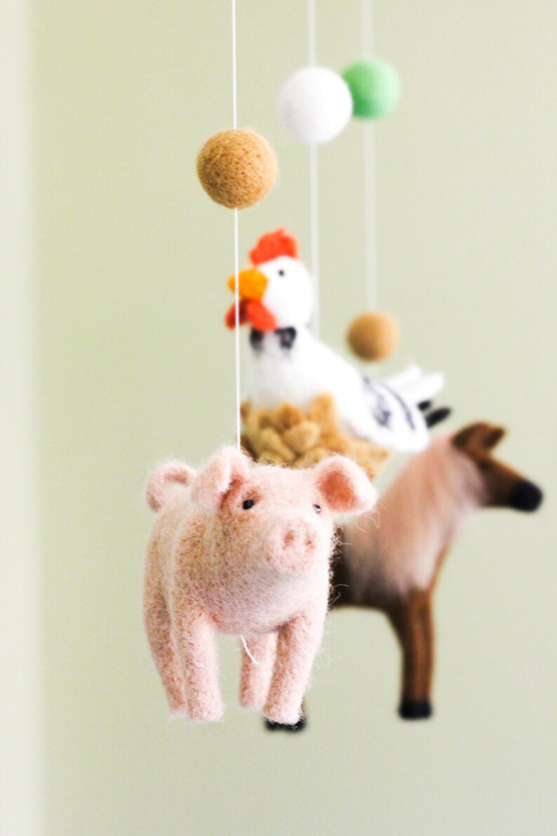 Needle Felted Baby Mobile Farm Animals Domestic Animals Baby Etsy