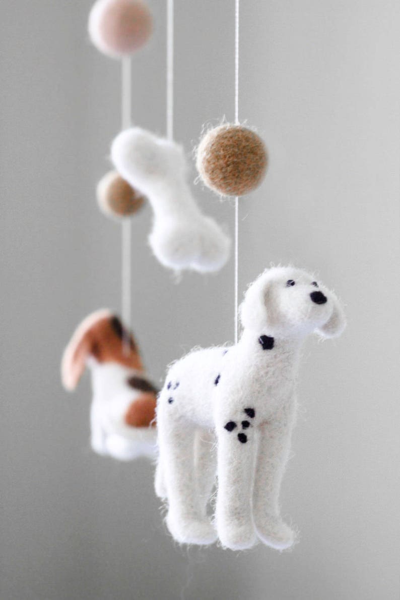 Custom Dog Baby Mobile Felt Neutral Crib Mobile Nursery Mobile Bebe Cot Mobile Baby Newborn Baby Shower Gift image 4