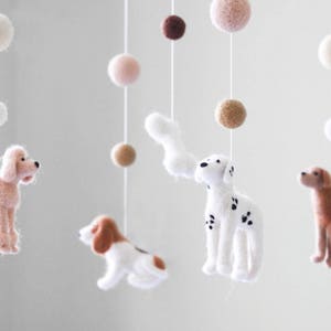 Custom Dog Baby Mobile Felt Neutral Crib Mobile Nursery Mobile Bebe Cot Mobile Baby Newborn Baby Shower Gift image 2