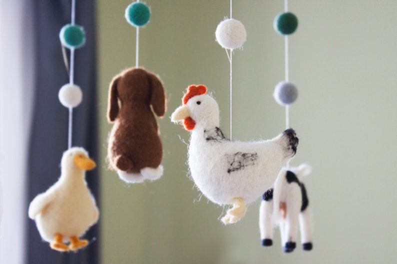 Needle Felted Baby Mobile Farm Animals Domestic Animals Baby Etsy