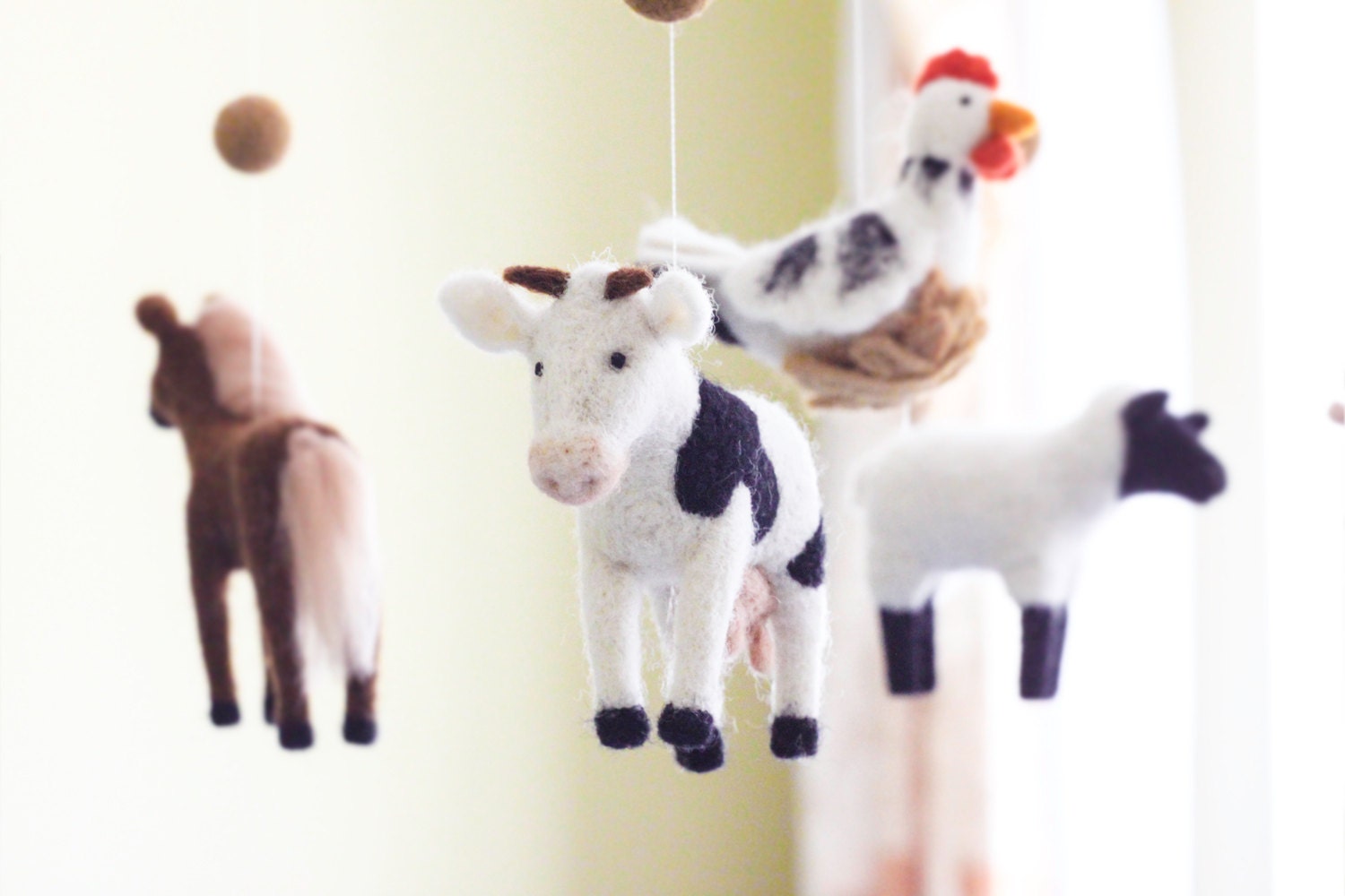 Needle Felted Baby Mobile - Farm Animals Crib Mobile Girl - Etsy